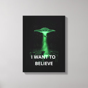 Ik wil geloven, film retro 90s, buitenaardse ufo canvas afdruk