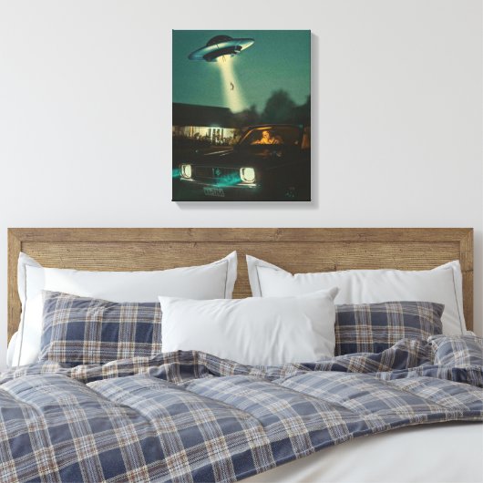 Ik wil geloven, film retro 90s, buitenaardse ufo canvas afdruk (Insitu (Slaapkamer))