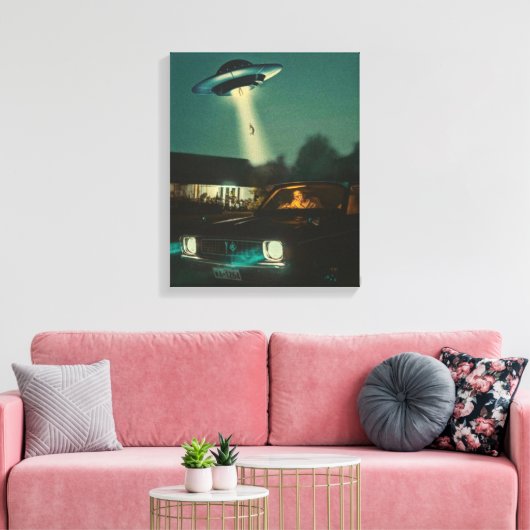 Ik wil geloven, film retro 90s, buitenaardse ufo canvas afdruk (Insitu (Woonkamer))