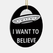 Ik wil geloven, film retro 90s, buitenaardse ufo keramisch ornament (Rechts)