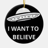 Ik wil geloven, film retro 90s, buitenaardse ufo keramisch ornament (Voorkant)