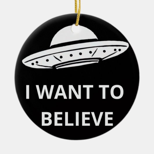 Ik wil geloven, film retro 90s, buitenaardse ufo keramisch ornament (Voorkant)