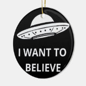 Ik wil geloven, film retro 90s, buitenaardse ufo keramisch ornament (Links)