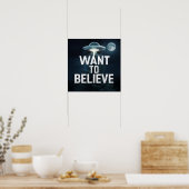 Ik wil geloven, film retro 90s, buitenaardse ufo poster (Keuken)