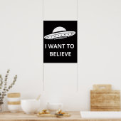 Ik wil geloven, film retro 90s, buitenaardse ufo poster (Keuken)