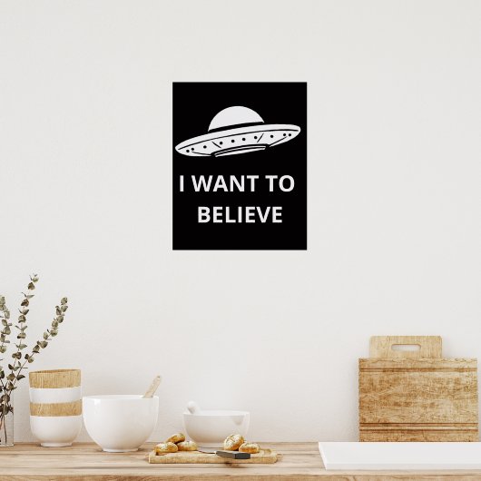 Ik wil geloven, film retro 90s, buitenaardse ufo poster (Keuken)
