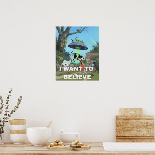 Ik wil geloven, film retro 90s, buitenaardse ufo poster (Keuken)