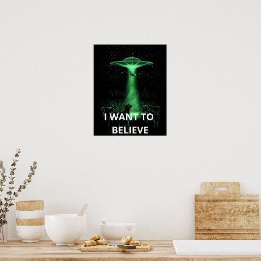 Ik wil geloven, film retro 90s, buitenaardse ufo poster (Keuken)