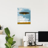 Ik wil geloven, film retro 90s, buitenaardse ufo poster (Thuiskantoor)