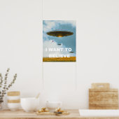 Ik wil geloven, film retro 90s, buitenaardse ufo poster (Keuken)
