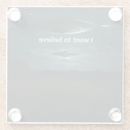 Ik wil geloven glazen onderzetter (Achterkant)