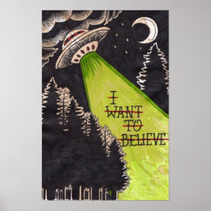 Ik Wil Geloven, Retro Film 90s, Alien UFO Poster