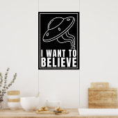 Ik wil geloven - UFO-ruimteschip (wit) Poster (Keuken)