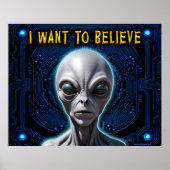 IK WIL GELOVEN Zeta Reticula Gray Alien Tech Poster (Voorkant)