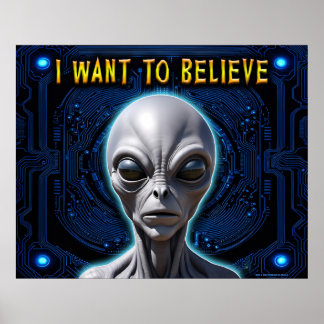 IK WIL GELOVEN Zeta Reticula Gray Alien Tech Poster