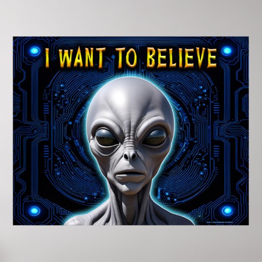 IK WIL GELOVEN Zeta Reticula Gray Alien Tech Poster (Voorkant)