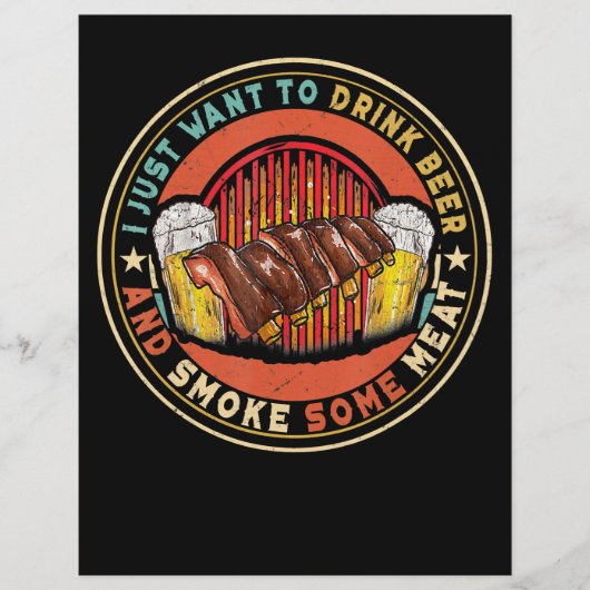 Ik wil gewoon bier drinken en wat vlees roken BBQ Flyer (Voorkant)
