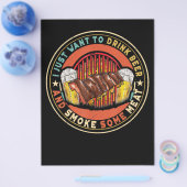 Ik wil gewoon bier drinken en wat vlees roken BBQ Flyer (Enkel)