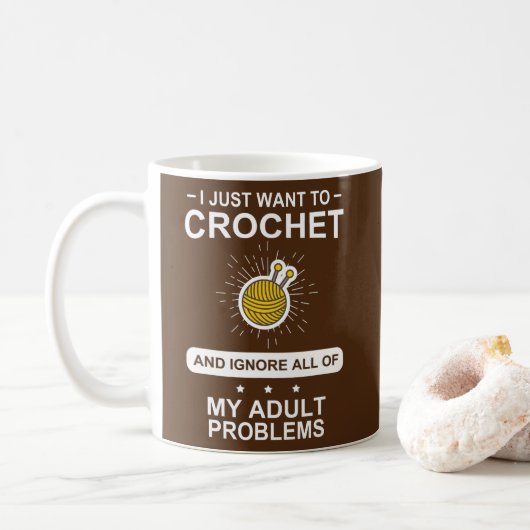 Ik wil gewoon Crochet Funny Crochet Yarn Craft Koffiemok (Met donut)