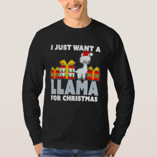 Ik wil gewoon een lama voor kerst Schattigee kerst T-shirt