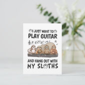 Ik wil gewoon gitaar Shirt schattige luiaartjes Hu Briefkaart (Staand voorkant)