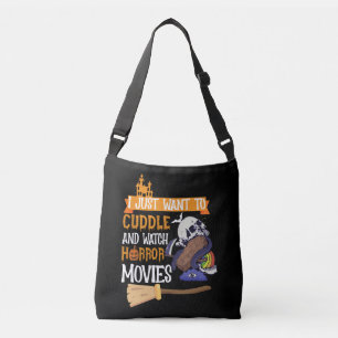 Ik wil gewoon knuffelen en griezelfilms kijken crossbody tas