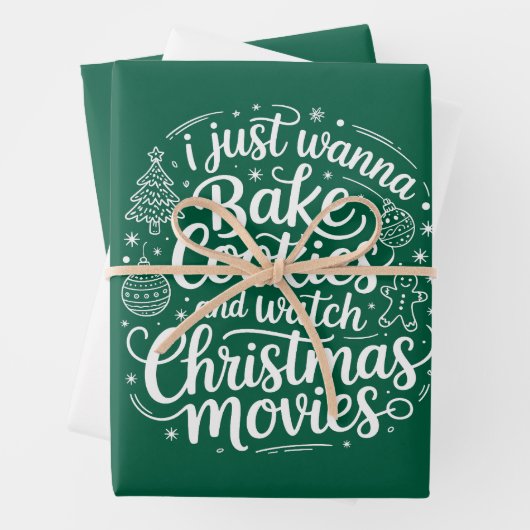 Ik wil gewoon koekjes bakken en kerstfilms kijken inpakpapier vel (In situ)