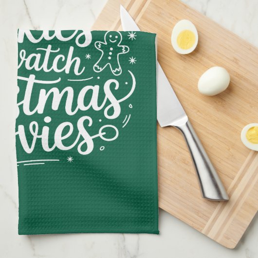 Ik wil gewoon koekjes bakken en kerstfilms kijken theedoek (Quarter Fold)