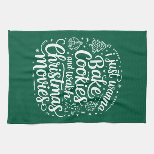 Ik wil gewoon koekjes bakken en kerstfilms kijken theedoek (Horizontaal)