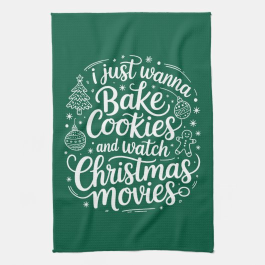 Ik wil gewoon koekjes bakken en kerstfilms kijken theedoek (Verticaal)