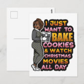 Ik wil gewoon koekjes bakken & kerstfilm kijken briefkaart (Voorkant / Achterkant)