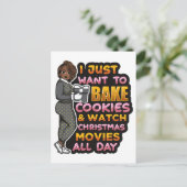 Ik wil gewoon koekjes bakken & kerstfilm kijken feestdagenkaart (Staand voorkant)