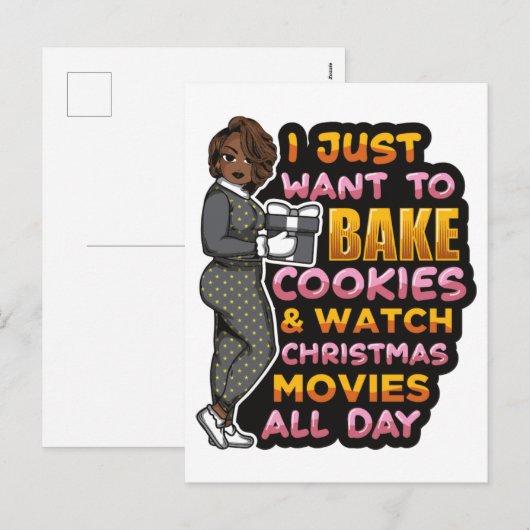 Ik wil gewoon koekjes bakken & kerstfilm kijken feestdagenkaart (Voorkant / Achterkant)