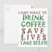 Ik wil gewoon koffie drinken, levens redden en geb briefkaart (Voorkant / Achterkant)