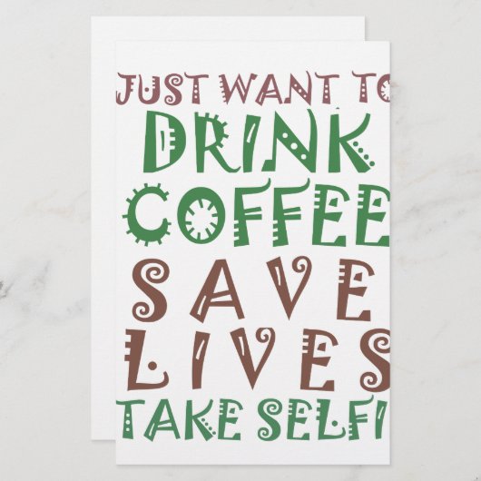 Ik wil gewoon koffie drinken, levens redden en geb briefpapier (Voorkant / Achterkant)