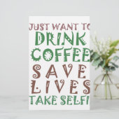 Ik wil gewoon koffie drinken, levens redden en geb briefpapier (Staand voorkant)