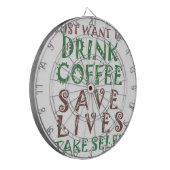 Ik wil gewoon koffie drinken, levens redden en geb dartbord (Voorkant Links)