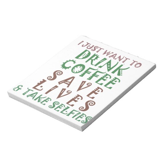 Ik wil gewoon koffie drinken, levens redden en geb notitieblok (Linkerzijde)