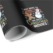 Ik wil gewoon koffie Drinken om kerstfilms te kijk Cadeaupapier (Rol Hoek)