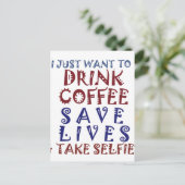 Ik wil gewoon koffie drinken, sparen levens briefkaart (Staand voorkant)