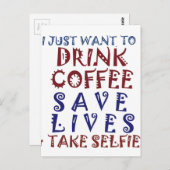 Ik wil gewoon koffie drinken, sparen levens briefkaart (Voorkant / Achterkant)