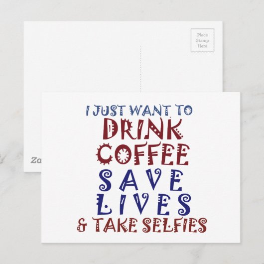 Ik wil gewoon koffie drinken, sparen levens briefkaart (Voorkant / Achterkant)