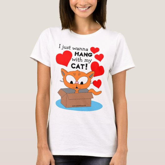 Ik wil gewoon met mijn kat hangen! Cute Ginger Kat T-shirt (Voorkant)