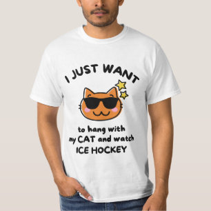 Ik wil gewoon met mijn kat hangen en naar ijs kijk t-shirt