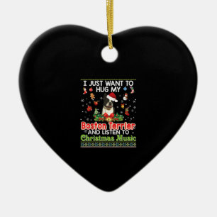 Ik wil gewoon mijn Boston Terrier Dog & Listener k Keramisch Ornament