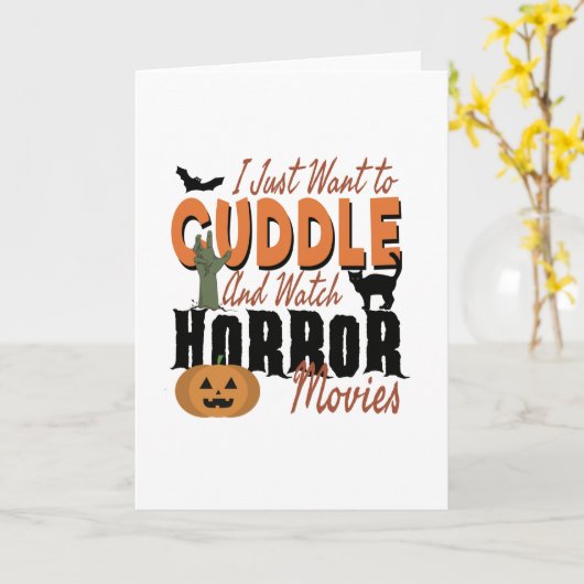 Ik wil gewoon ronddraaien en horrorfilms bekijken kaart (Gele Bloem)