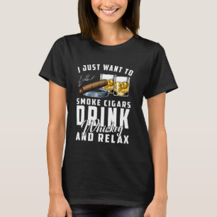 Ik wil gewoon sigaren roken, bourbon whiskey t-shirt