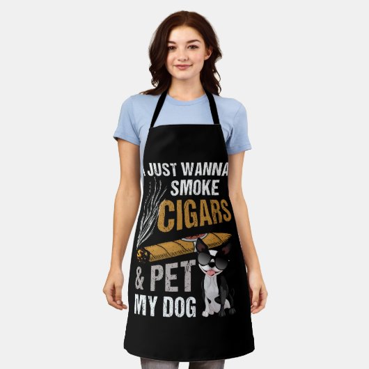 Ik wil gewoon sigaren roken en mijn hond sigaar Lo Schort (Gedragen)