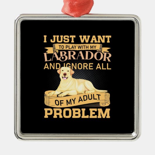 Ik wil gewoon spelen met mijn labrador metalen ornament (Voorkant)