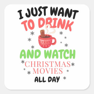 Ik wil gewoon warme chocolade drinken vierkante sticker